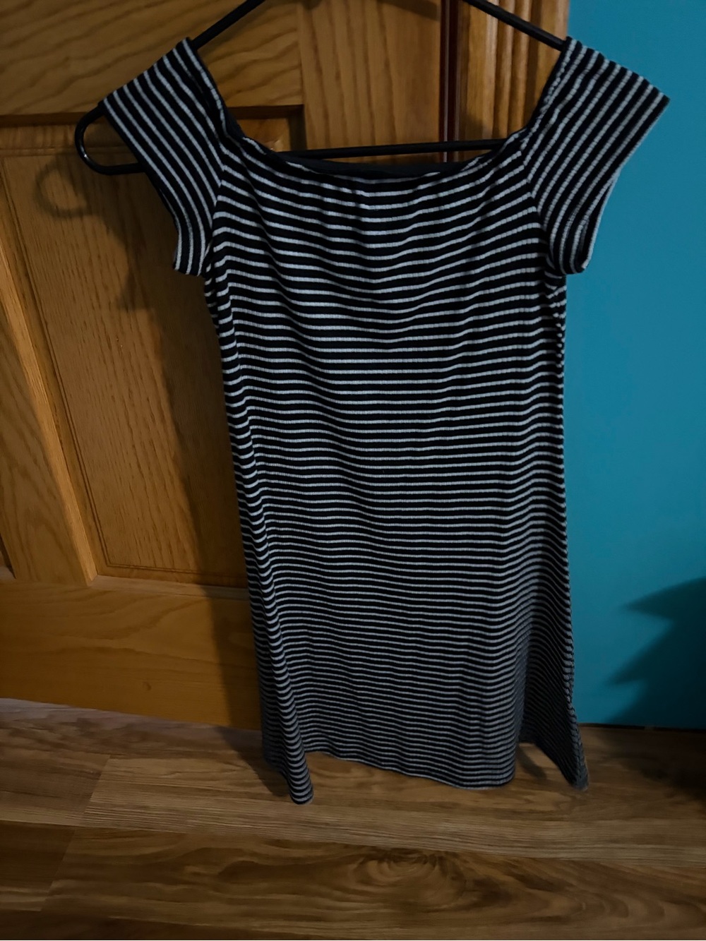 SO Black and White Striped Off-Shoulder Top